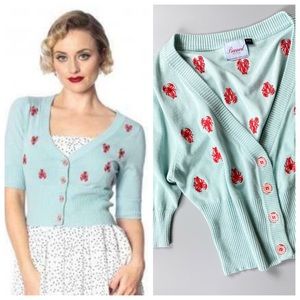Banned Retro "Pinch Me" Lobster Cropped Cardigan